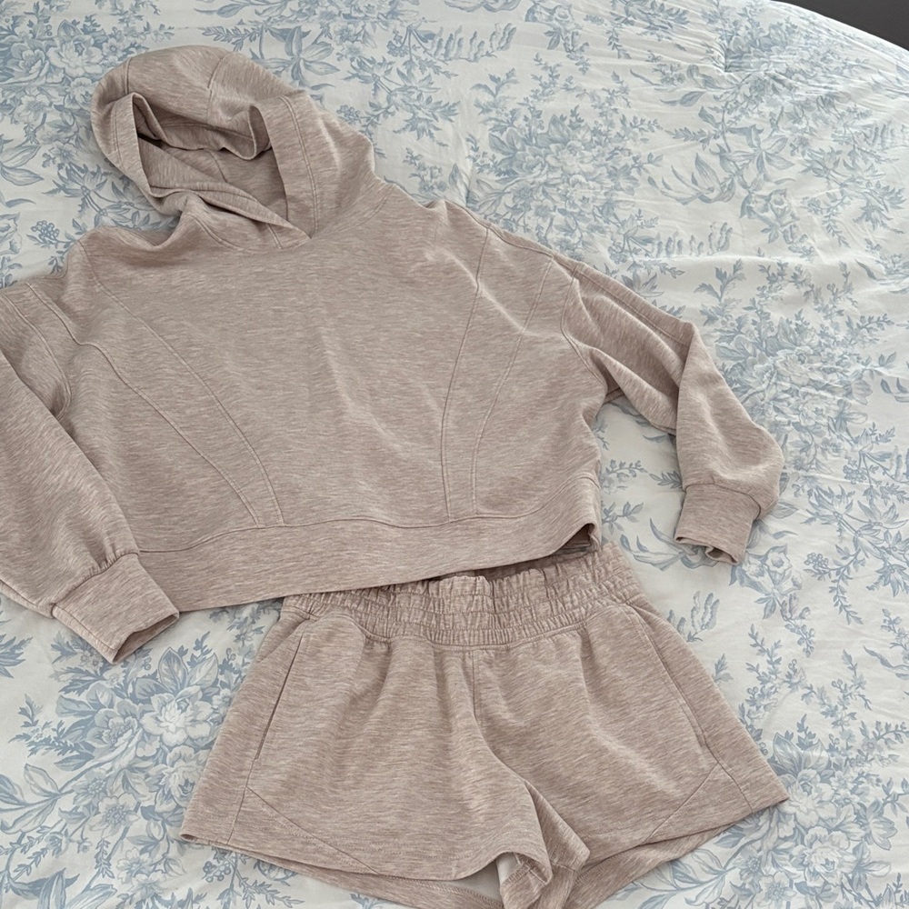 Cozy Beige Hoodie and Shorts Set